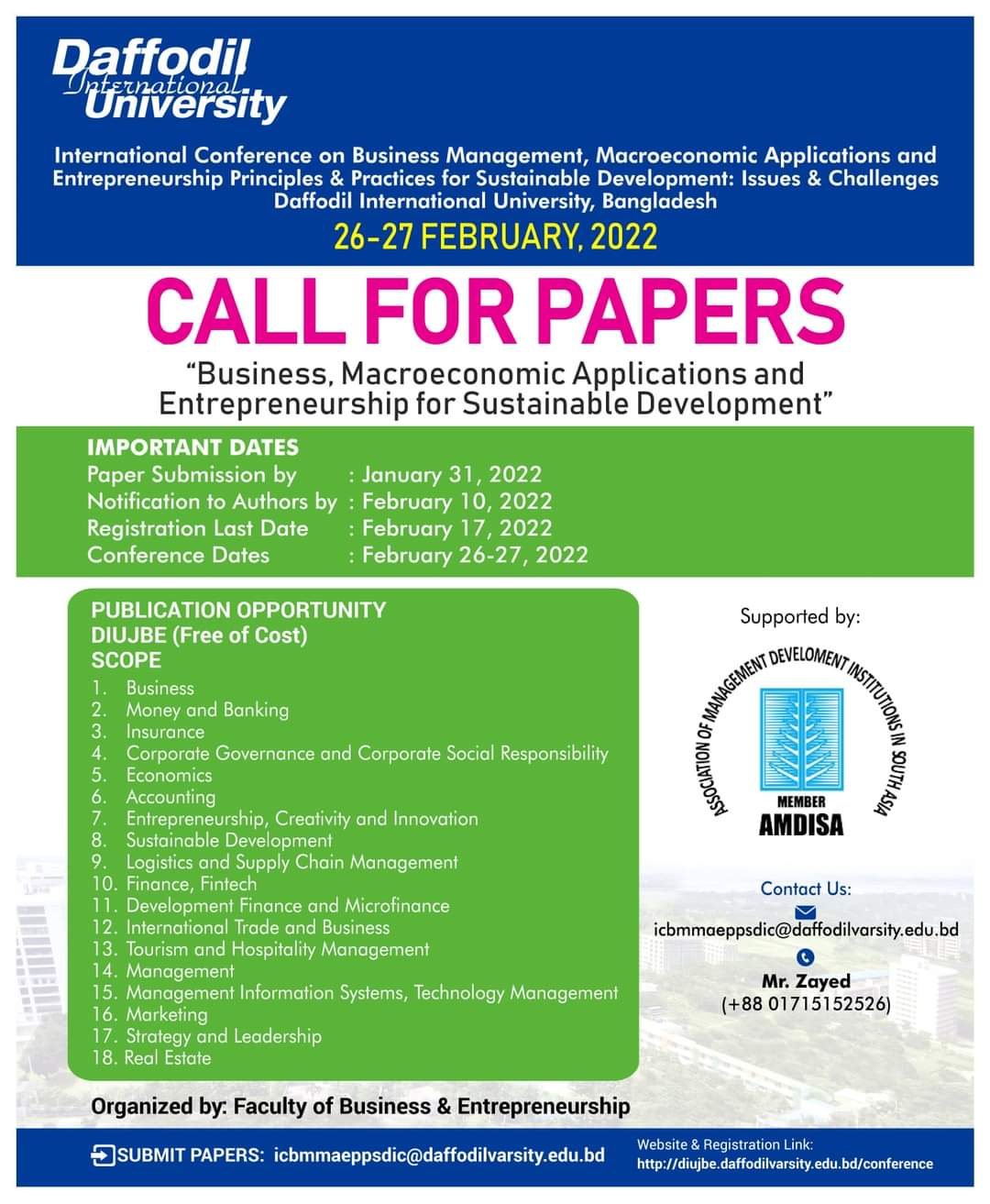 Call for Papers FBE, DIU
